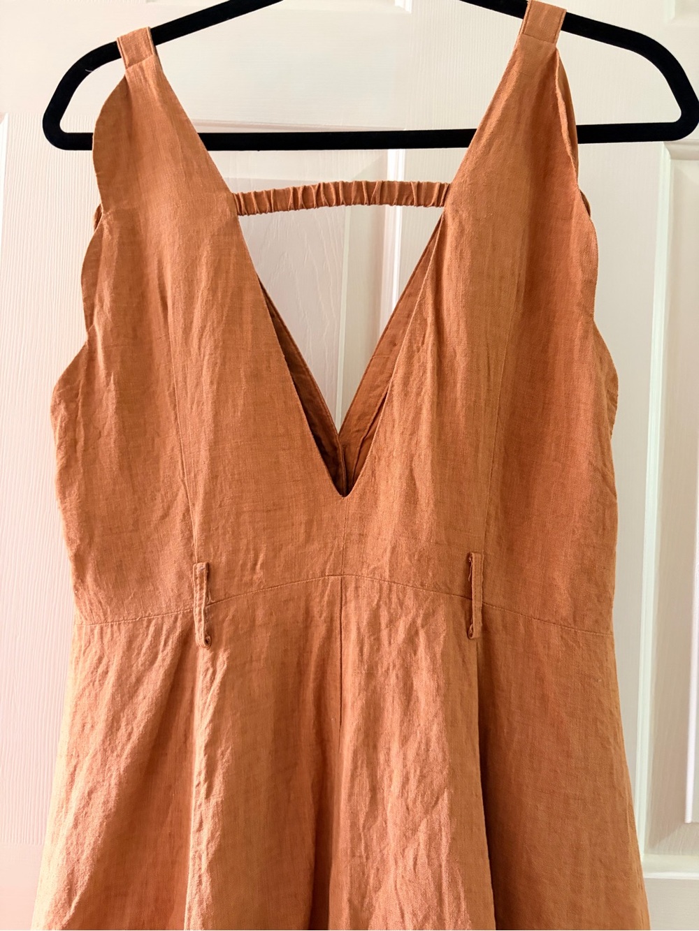 Linennaive Rust Button-Front Linen Midi Dress - Picture 5 of 11
